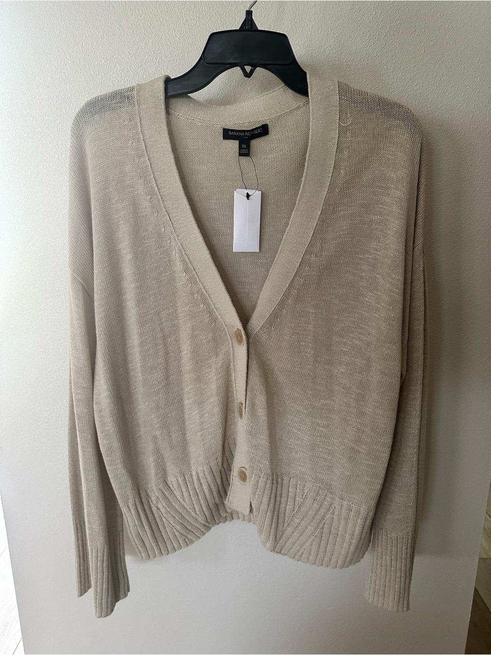 Banana Republic Lightweight Beige Button Cardigan Sweater Women Size XL NWT